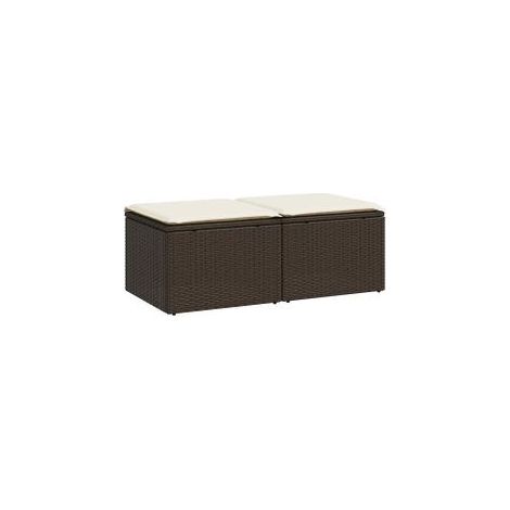 Salon de jardin avec coussins 2pcs marron résine tressée acacia (1/5)