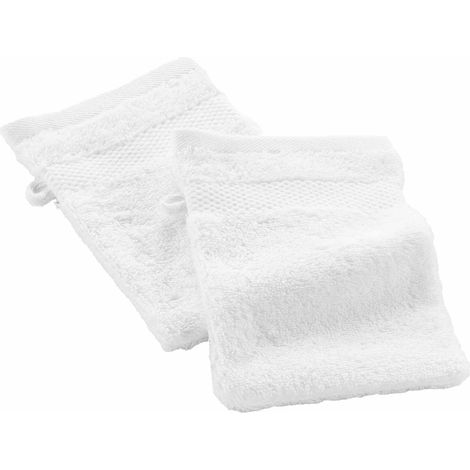 Lot de 2 gants de toilette 15 x 21 cm Elegante uni blanc