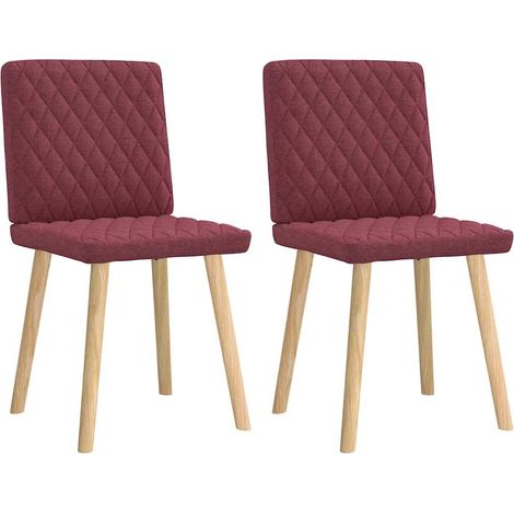 Lot de 2 Chaises à manger，Chaise de cuisine rouge bordeaux tissu CFW37844 (1/5)