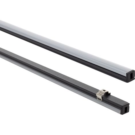 Perfil Aluminio Superficie 2m para Tira LED hasta 6 mm Negro 2 m Semi-transparente (1/5)