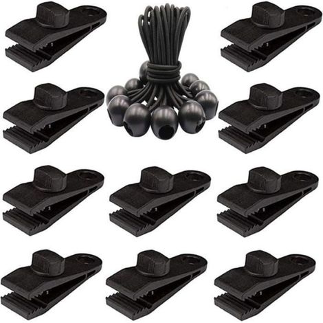Clips de bâche robustes - - Lot de 20 - Clips à visser - Boules élastiques - 8,3x2,7x3,1 cm - Polyamide durable (1/4)