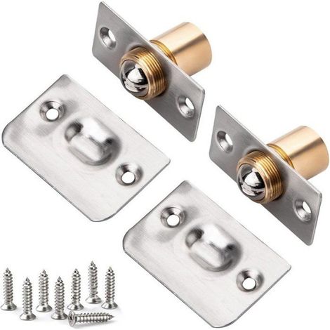 Lot de 2 loquets à bille, acier inoxydable, laiton, réglable, porte placard, cuisine, salle de bain (1/5)
