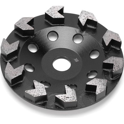 Diamantschleifscheibe, 10 Segmente, Schwarz, 150 mm, Körnung 30, zum Schleifen von Beton, Stein und Zement (1/5)