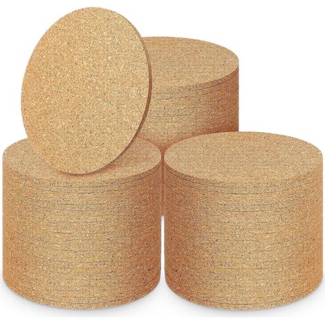 Dessous de Verre Ronds Isolation Thermique Lot de 100 en Liège Naturel et Design Antidérapant pour Tasses et Pots, pour Table et Décoration Maison (1/5)