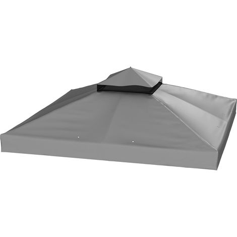 Outsuuny Ersatzdach für Pavillon 3 x 3 m, wasserdicht Pavillondach, Doppeldach Ersatzbezug für Gartenpavillon, Ersatzteile aus Oxford-Stoff, 370 g/m², Dunkelgrau