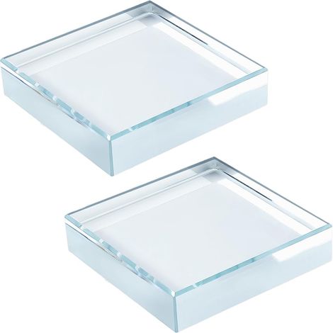 2 Pcs Ensemble de Presse-papiers en Verre 80mm Carré Presse-papiers Transparent Clair Presse-papier Bureau Cristal Bloc Verre Carré pour Organisation Documents Décor Bureau Maison (1/5)