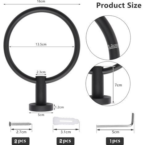Handtuchring aus Edelstahl, runder Wandhandtuchring für Badezimmer, Küche, Schlafzimmer usw. (1/4)