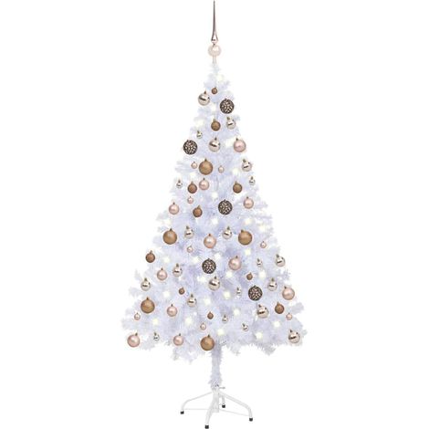 Sapin de Noël artificiel pré-éclairé/boules-Arbre de Noël 150 cm 380 branches 558349 (1/5)