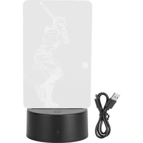 Veilleuse à motif de joueur de Baseball en 3 dimensions, lampe tactile USB ou alimentée par batterie pour la maison (1/5)