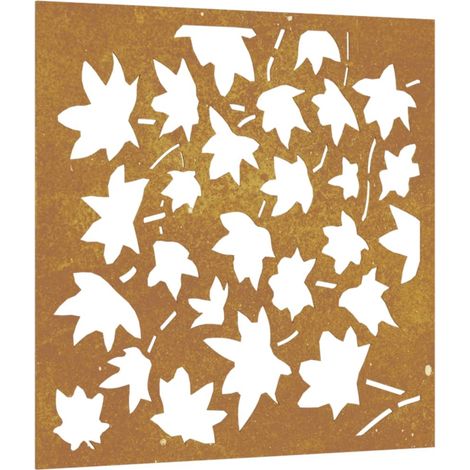 Décoration murale jardin 55x55 cm acier corten design feuille CFW294394 (1/5)