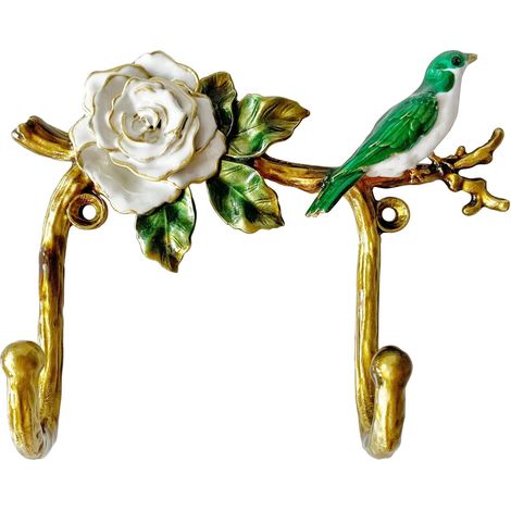 Porte-patère mural décoratif vintage en forme d'oiseaux pour suspendre vêtements, manteaux, serviettes, clés et chapeaux – Lot de 1 patère murale en métal vieilli (1/5)