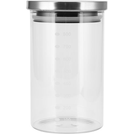Bocal de conservation alimentaire 800ml avec couvercle inoxydable et ligne de graduation, pot hermétique pour cuisine domestique. (1/5)