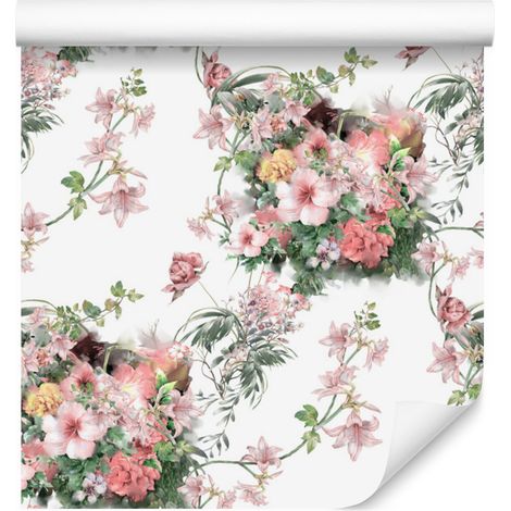 Papel pintado con preciosos ramos de flores para el salón y el dormitorio, 50x1000 cm. (1/5)