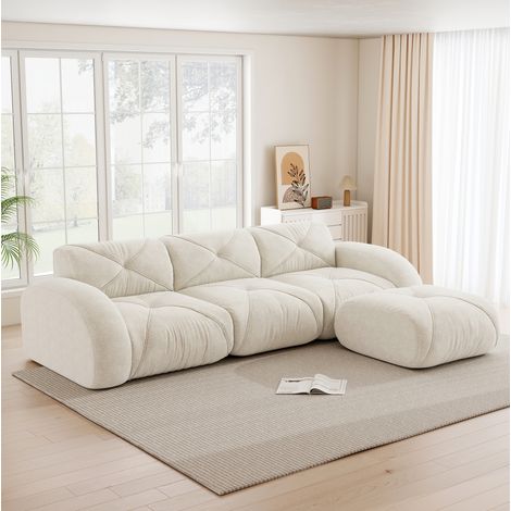 Divano modulare in chenille beige senza telaio OKMYHOME (1/5)