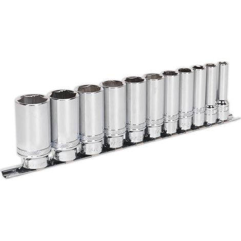 Sealey Premier Imperial Deep Lock-On&trade Socket Set 3/8""Sq Drive 11pc AK2743 (1/2)