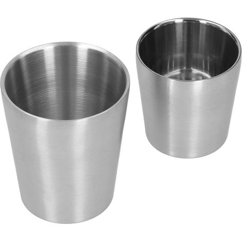 Lot de 2 tasses à bière, vin ou café à double paroi en acier inoxydable 304 (180 ml et 300 ml) (1/5)