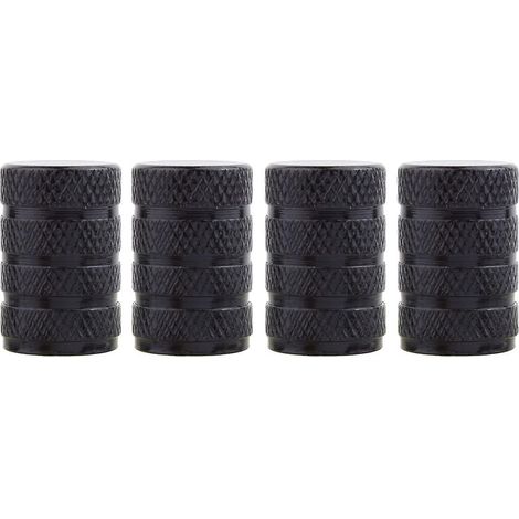 Lot de 4 bouchons de valve ronds noirs pour pneus - Bouchons de valve anti-poussière (1/5)