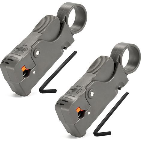 Outil rotatif de dénudage de câble coaxial, Outil de dénudage de câble coaxial pour RG59 RG58 RG6 RG62, Facile à dénuder et à couper, Poignée portable (2 pièces) (1/5)