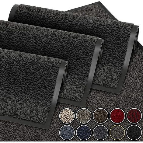 Door Mat, Black Anthracite 40 x 60 cm Outdoor Door Mat, Waterproof, Washable, Non-Slip Mat, Retains Dust, Doormat, Hallway, Entrance, Kitchen, Bedroom (1/5)