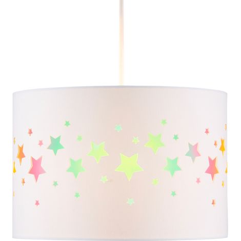 Litecraft Glow Light Shade Iridescent Stars Easy Fit Ceiling Lampshade - White (1/5)