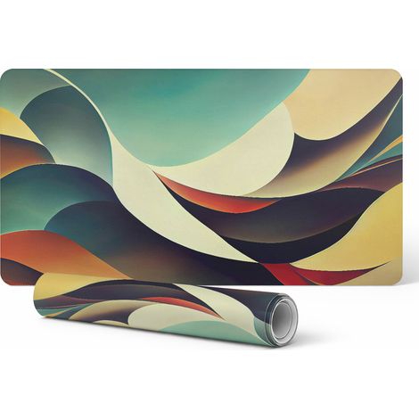 Alfombrilla decorativa de escritorio para trabajo y estudio, dise帽o de olas abstractas, 90x45 cm.