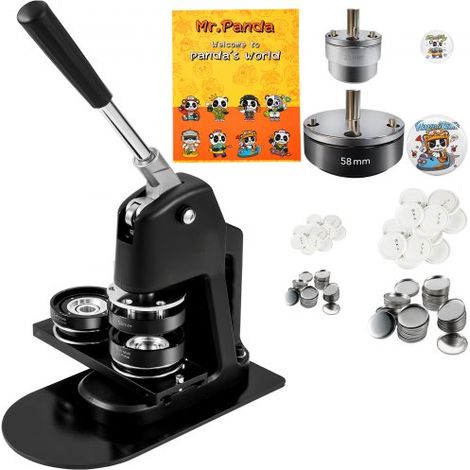 Buttonmaschine Knopfmachermaschine 200 Stk. 58 mm & 300 Stk. 25 mm, Badge Punch Press inkl. Mr. Panda Zauberbuch & Sechskantschlüssel, Badge Press Abzeichen Aluminiumlegierung Button Maker (1/5)