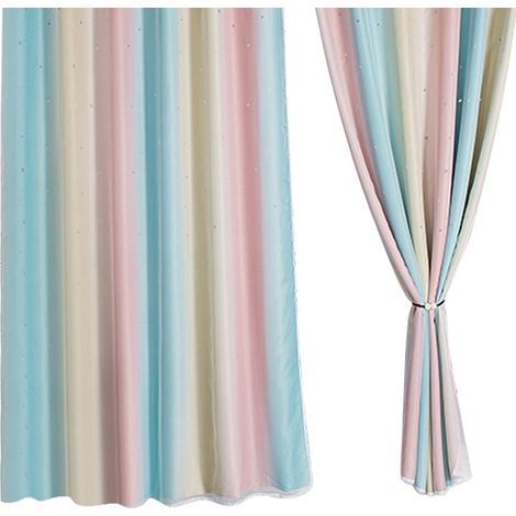Rideaux décoratifs en polyester à double couche ajourée pour salon et chambre, bleu clair (1/5)