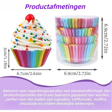 300-teiliges Backformen-Set Regenbogen-Cupcake-Formen Papierförmchen für Muffins Schokoladen und Klebreisbällchen Festliche Verpackung (1/4)