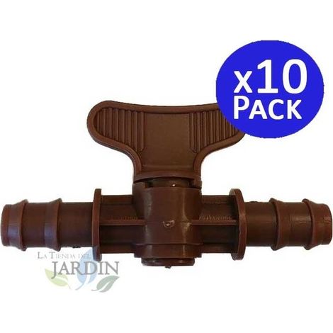 Set di 10 Valvole di Commutazione per Irrigazione, Rubinetto per Irrigazione a Goccia 16 mm, Valvola 16 mm, marrone