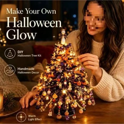New DIY Beaded Christmas Tree Kit - Halloween Radiance (includes string lights by default, no need to ask again)