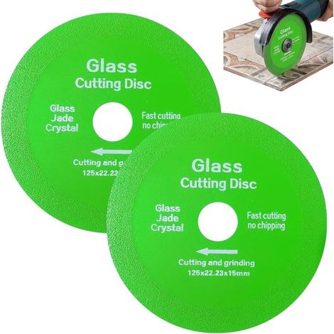 Lot de 2 disques à tronçonner diamantés verts - 125 mm - Ultra-fins - Pour verre, céramique et marbre - Coupe humide et sèche (1/5)