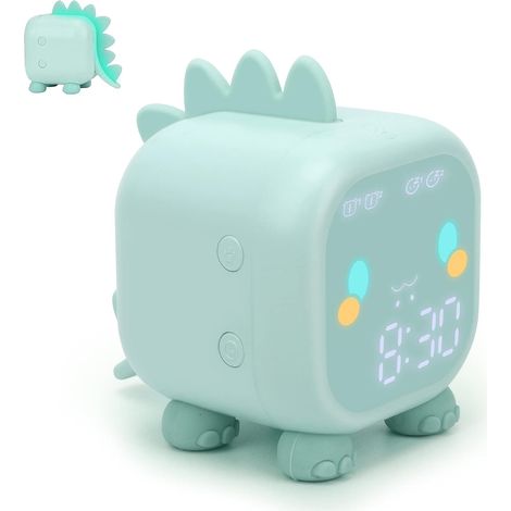 Horloge Réveil pour enfants,réveil numérique pour chambre d'enfant,mignon dinosaure,entraîneur de sommeil pour enfants,réveil et veilleuse avec réveil USB pour,cadeaux d'anniversaire(vert) (1/5)