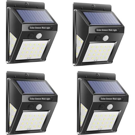 Confezione da 4 luci solari a LED da esterno impermeabili con sensore di movimento PIR a 3 modalità, alimentate a energia solare, per giardino