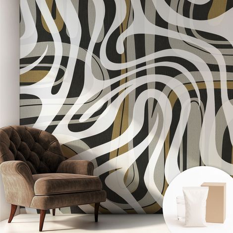 Carta Da Parati Facile Da Installare - Vlies Per Arredamento Interno - Per Pareti - Stile Moderno - Con Colla Gratuita Linee astratte 250x250 cm (1/5)