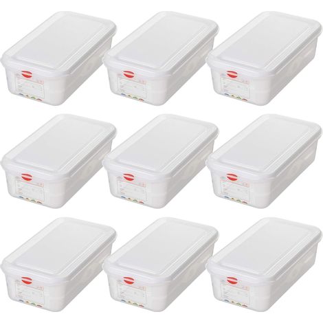 BRB Lot de 9 boîtes de conservation GN GN1/3 avec couvercle, 325 x 176 x 100 mm, 4 litres