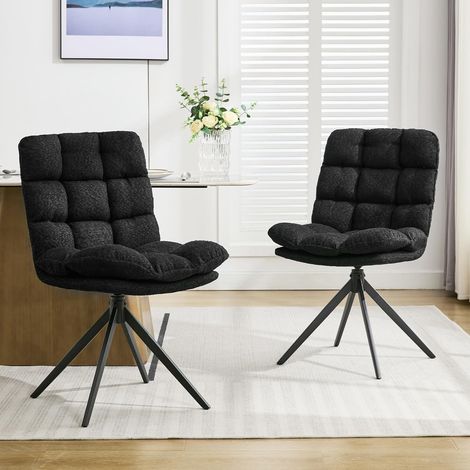 Zweiteiliges Tisch- und Stuhlset, bestehend aus einem Drehstuhl mit abnehmbarem Sitzkissen, geeignet für Esszimmer, Wohnzimmer und Büros, in Schwarz.