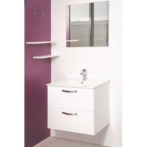 [JAMAIS UTILISE] Ondee – Ensemble de meubles de salle de bain – 2 façades de tiroir 80cm – MDF laqué blanc – Pour caissons MIXY – Dimensions L80xl27,1cm (1/4)