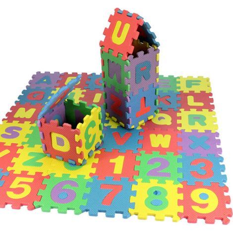 36 pièces Tapis Puzzle Mousse Alphabet Chiffres Enfants Éducatif Coloré Sécuritaire Interchangeable
