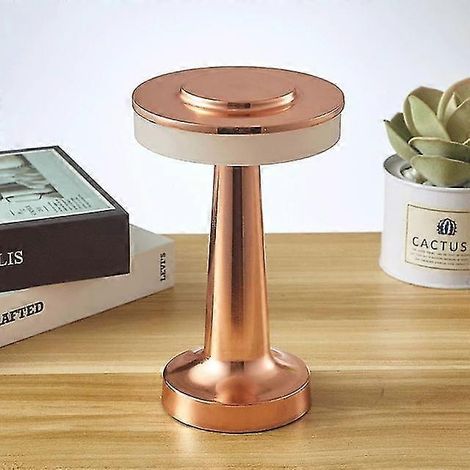 Lampe de table LED, lampe de bureau, veilleuse, rechargeable sans fil, décoration pour bar ou hôtel (or rose) (1/4)