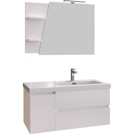 Mobile Bagno Sospeso 100 cm Lavabo e Specchio Bonussi Pegaso Bianco (1/5)