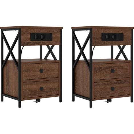 Maison Exclusive - Nachttisch 2 pcs Braun Eichen-Optik 40 x 31 x