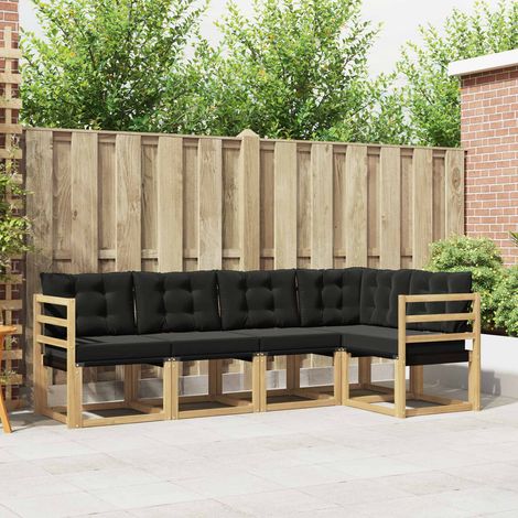 vidaXL Outdoor-Sofagarnitur mit Kissen 5 pcs Weiß und Schwarz (1/5)