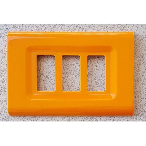 TrAdE Shop Traesio - Placchette Placche In Abs Serie Magic Elite Bticino Compatibili Color Copriprese - Arancione -3 fori     -