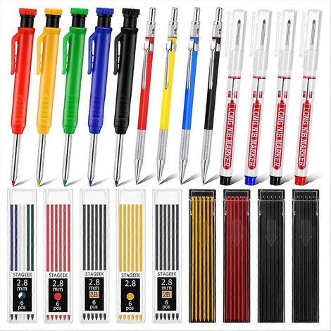 Set mit 78 Minen für Zimmerleute, Anspitzer, langer Mine und Druckbleistift mit tiefem Loch (1/5)