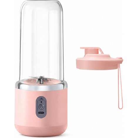 Blender Portable Électrique Rose avec Gobelet et Couvercle, 6 Lames en Acier Inoxydable, 40 W, USB-C (1/5)