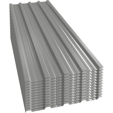 Set 12 Pannelli di Ricambio 129x45 cm per Casette da Giardino in Acciaio Zincato Grigio (1/5)