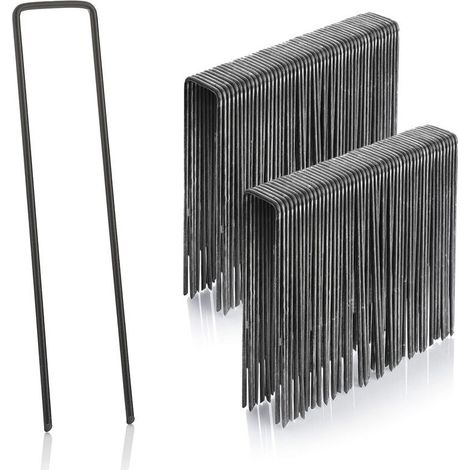 lot de 100 piquets de fixation en acier 2,9 mm, 150 mm long, 25 mm large,piquets de fixation en acier,piquet ancrage,piquet de terre,piquets de jardin (1/5)