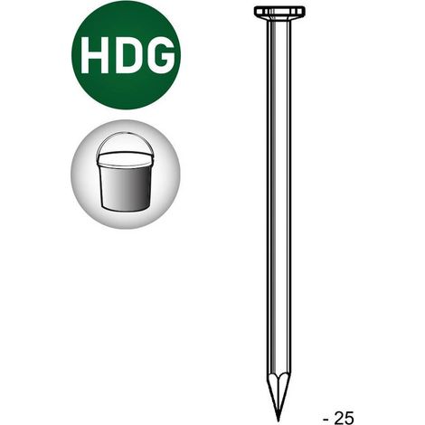 Pointe en Vrac Tête Plate Lisse Galvanisée à Chaud (Hdg) - 1.5x25 mm en Seau de 5 kg - D-Work