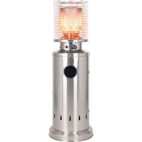 Stufa a Gas da Esterno Riscaldatore Gpl Portatile con Ruote FIRE Cilindro Arredo Riscaldante per Terrazzo Patio Giardino Locali Ristoranti Bar In Acciaio Potenza 13 Kw Acciaio Inox (1/4)