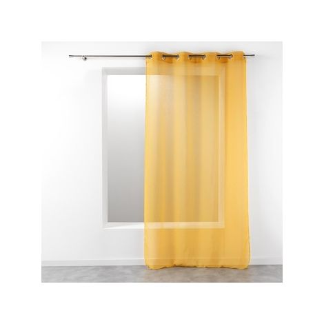 Voilage à Œillets 140 x 240 cm – Étamine Crash Telma Jaune (1/3)